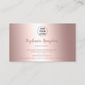 Carte De Visite Écriture de maquillage floral à feuille métallique (Dos)