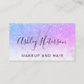 Carte De Visite Écriture de parties scintillant rose marbre maquil (Devant)