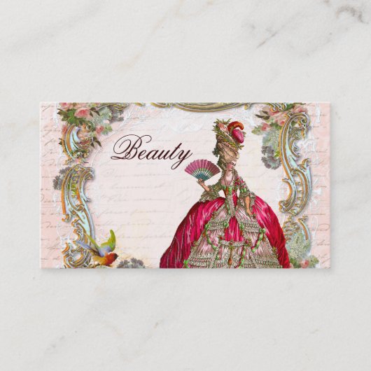 Carte De Visite Écriture de script en français et Marie Antoinette (Devant)