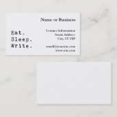 Carte De Visite Écriture du sommeil de l'alimentation (Devant / Derrière)