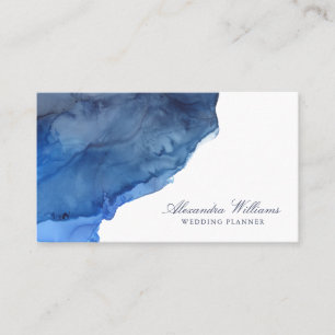 Carte De Visite Écriture élégante aquarelle bleue moderne professi