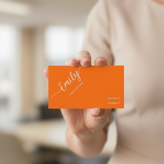 Carte De Visite écriture élégante en orange néon