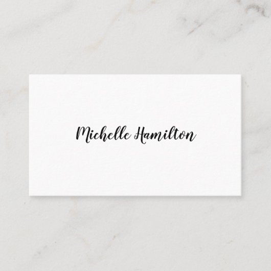 Carte De Visite Écriture élégante simple noir et blanc (Devant)