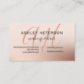 Carte De Visite Écriture en feuille d'or rose rose maquillage mono (Dos)