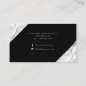 Carte De Visite Écriture en marbre blanc argent chic maquillage ty (Dos)
