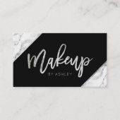 Carte De Visite Écriture en marbre blanc argent chic maquillage ty (Devant)