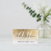 Carte De Visite Écriture en marbre de feuille d'or monogrammée (Debout devant)