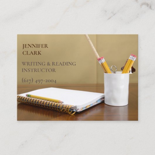 Carte De Visite Ecriture et Lecture Enseignant/ Crayon & Carnet (Devant)