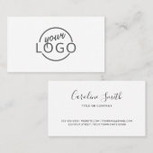 Carte De Visite Écriture féminine logo personnalisé blanc moderne  (Devant / Derrière)