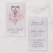 Carte De Visite Ecriture florale vintage coiffeuse (Devant / Derrière)