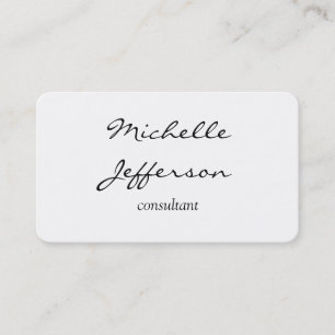 Carte De Visite Écriture manuscrite blanche simple et simple
