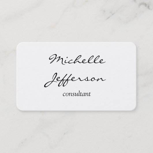 Carte De Visite Écriture manuscrite blanche simple et simple (Devant)
