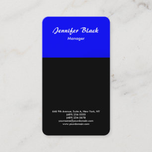 Carte De Visite Écriture manuscrite bleue noire Script minimaliste