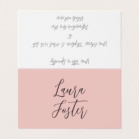 Carte De Visite Écriture manuscrite classique Nom élégant Rose Gol (Extérieur déplié)