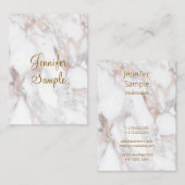 Carte De Visite Écriture manuscrite Élégante Rose en marbre d'or (Devant / Derrière)
