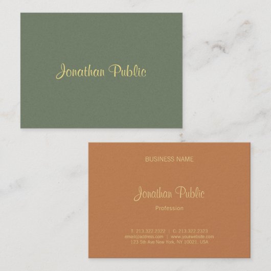 Carte De Visite Écriture manuscrite Modèle classique Moderne Profe (Devant / Derrière)