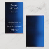 Carte De Visite Écriture manuscrite moderne couleur bleu foncé Pla (Devant / Derrière)