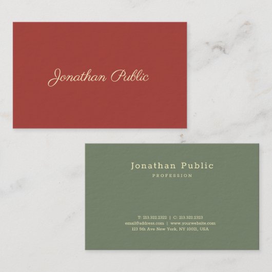 Carte De Visite Écriture manuscrite moderne Nom Modèle Premium épa (Devant / Derrière)