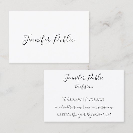 Carte De Visite Écriture manuscrite moderne personnalisée Script é (Devant / Derrière)