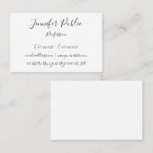 Carte De Visite Écriture manuscrite moderne Script élégant minimal (Devant / Derrière)