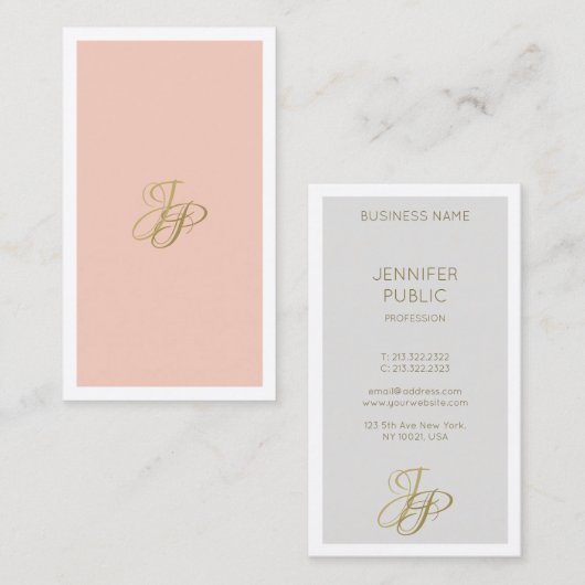 Carte De Visite Écriture manuscrite Monogramme Modèle moderne Élég (Devant / Derrière)