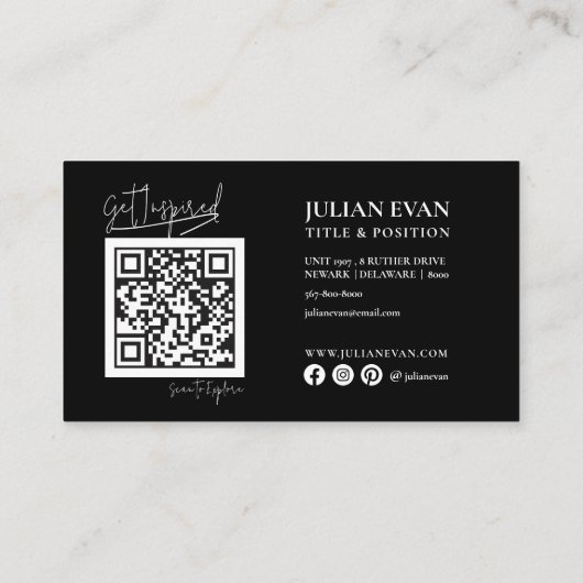 Carte De Visite Écriture manuscrite Monogramme noir Hologramme (Dos)