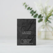 Carte De Visite Écriture manuscrite noir monogramme gris unique (Debout devant)