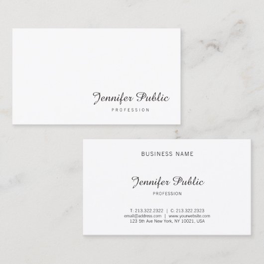 Carte De Visite Écriture manuscrite Nom de script Élégant minimali (Devant / Derrière)