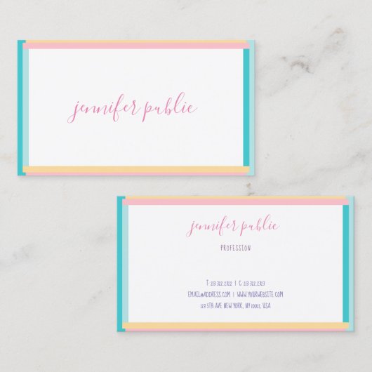 Carte De Visite Écriture manuscrite Nom Texte Simple Moderne Tenda (Devant / Derrière)