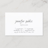 Carte De Visite Écriture manuscrite Script Élégant Moderne Simple  (Devant)