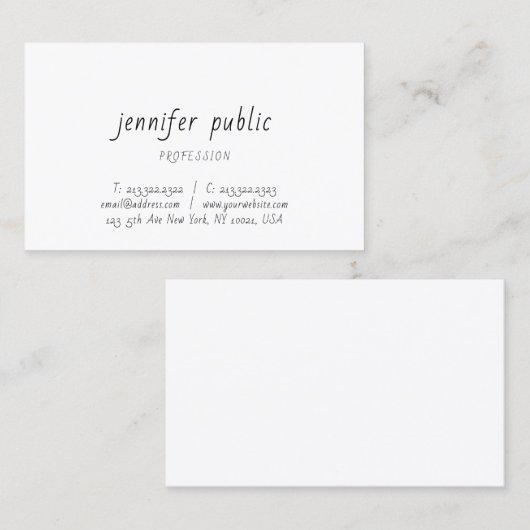 Carte De Visite Écriture manuscrite Script Élégant Moderne Simple  (Devant / Derrière)