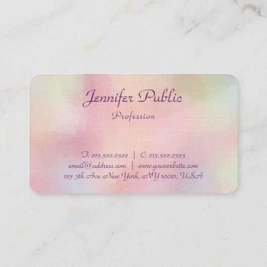 Carte De Visite Écriture manuscrite Script Modèle Moderne Couleurs (Dos)