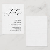 Carte De Visite Écriture manuscrite simple en lin Monogramme minim (Devant / Derrière)