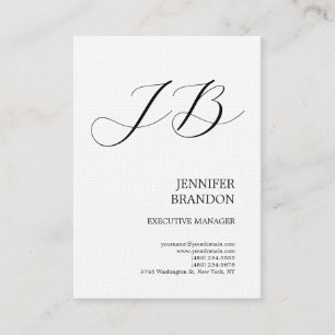 Carte De Visite Écriture manuscrite simple en lin Monogramme minim
