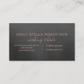 Carte De Visite Écriture maquillage rose or noir aquarelle (Dos)