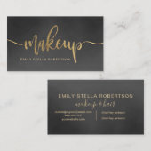 Carte De Visite Écriture maquillage typographie or noir aquarelle (Devant / Derrière)