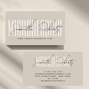 Carte De Visite Écriture moderne de microblading beige