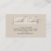 Carte De Visite Écriture moderne de microblading beige (Dos)