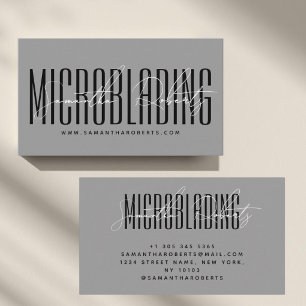 Carte De Visite Écriture moderne de microblading gris