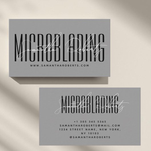 Carte De Visite Écriture moderne de microblading gris