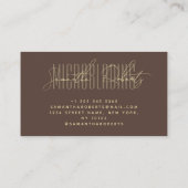 Carte De Visite Écriture moderne de microblading marron typographi (Dos)