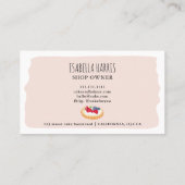 Carte De Visite Écriture moderne de pâtisserie à tarte à l'aquarel (Dos)