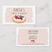 Carte De Visite Écriture moderne de pâtisserie à tarte à l'aquarel (Devant / Derrière)
