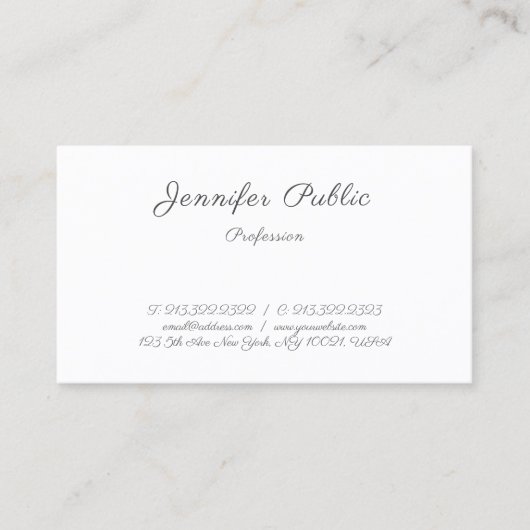 Carte De Visite Écriture Moderne Design Simple Modèle tendance (Devant)