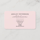 Carte De Visite Écriture moderne en marbre blanc rose vif (Dos)