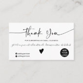 Carte De Visite Écriture moderne noir blanc ordre merci (Devant)