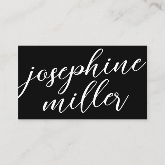 Carte De Visite Écriture moderne noir et blanc (Devant)