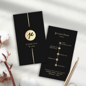 Carte De Visite Écriture moderne Noir Or Luxe Monogramme