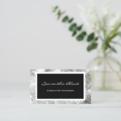 Carte De Visite Écriture moderne professionnelle Gris noir (Debout devant)