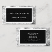 Carte De Visite Écriture moderne professionnelle Gris noir (Devant / Derrière)